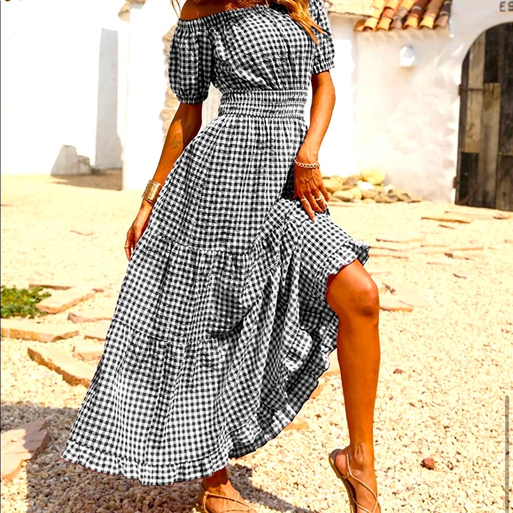 Black and white plaid summer dress